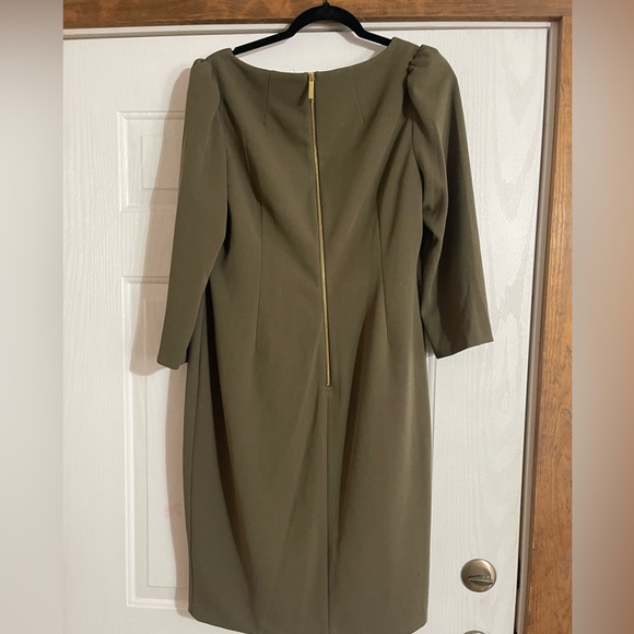 Olive Green Calvin Klein Dress Size 14 - Picture 6 of 10